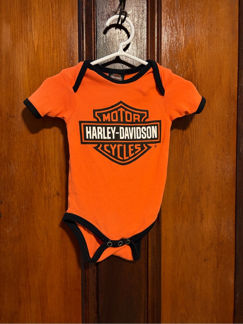 Harley-Davidson Orange Baby Bodysuit with Black Trim